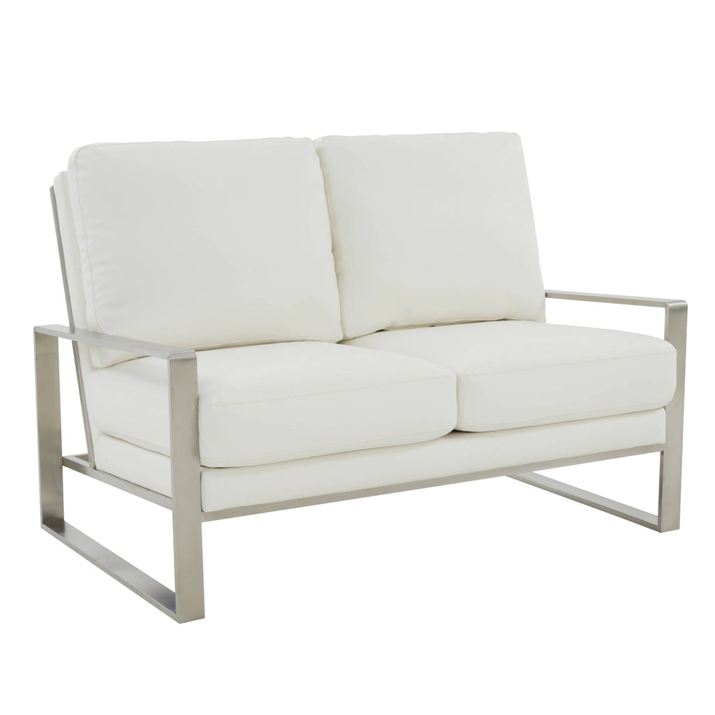 White Leather Loveseat J373