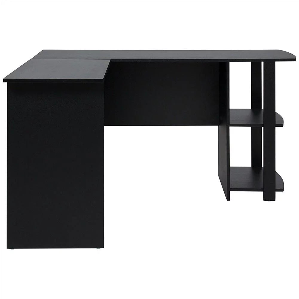 L-Shaped Corner Computer Desk with Bookshelves A671