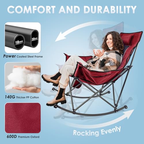 XL Oversized Heated Rocking Camping Chair with 3 Heat Levels M52365