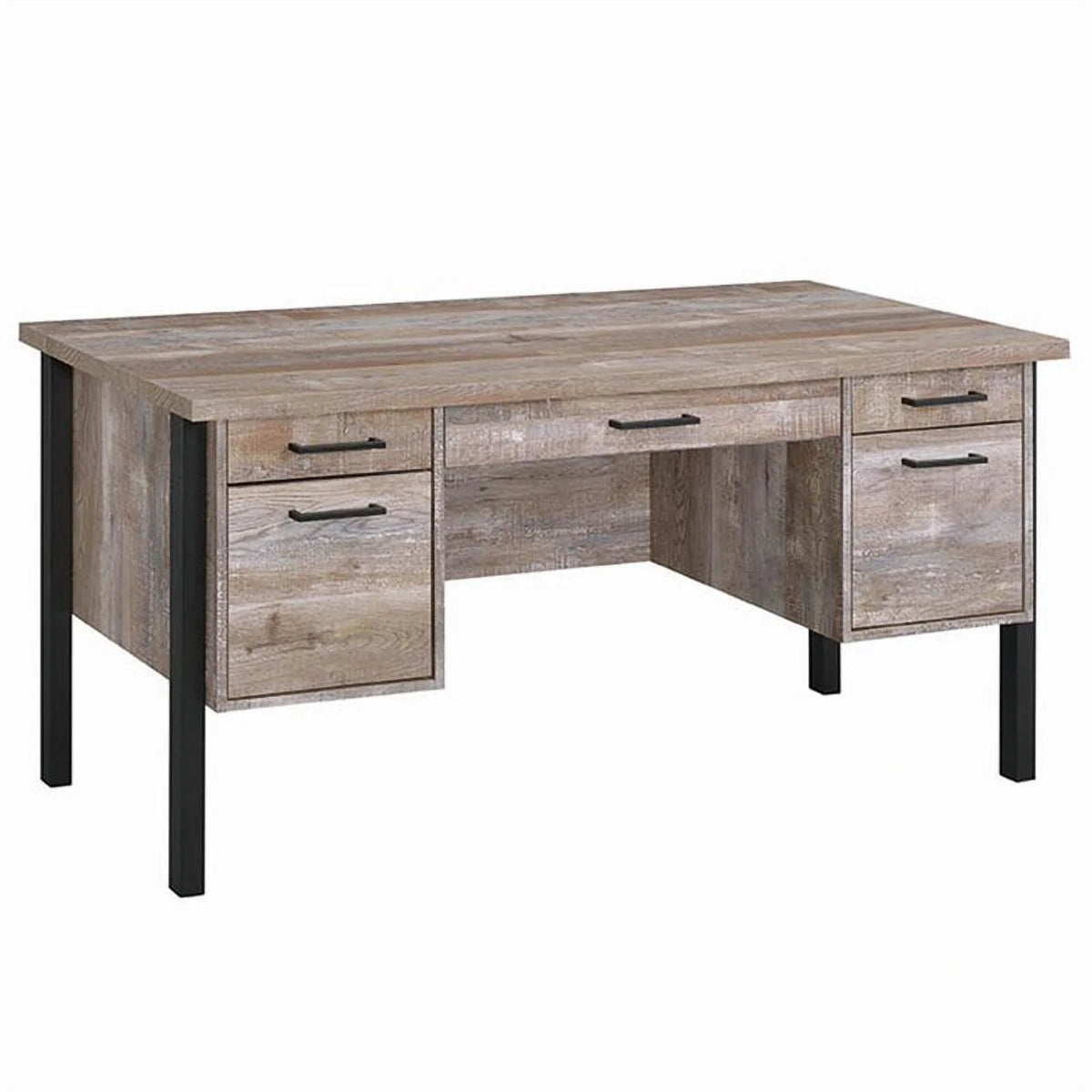 4-drawer Weathered Oak Office Desk B3511