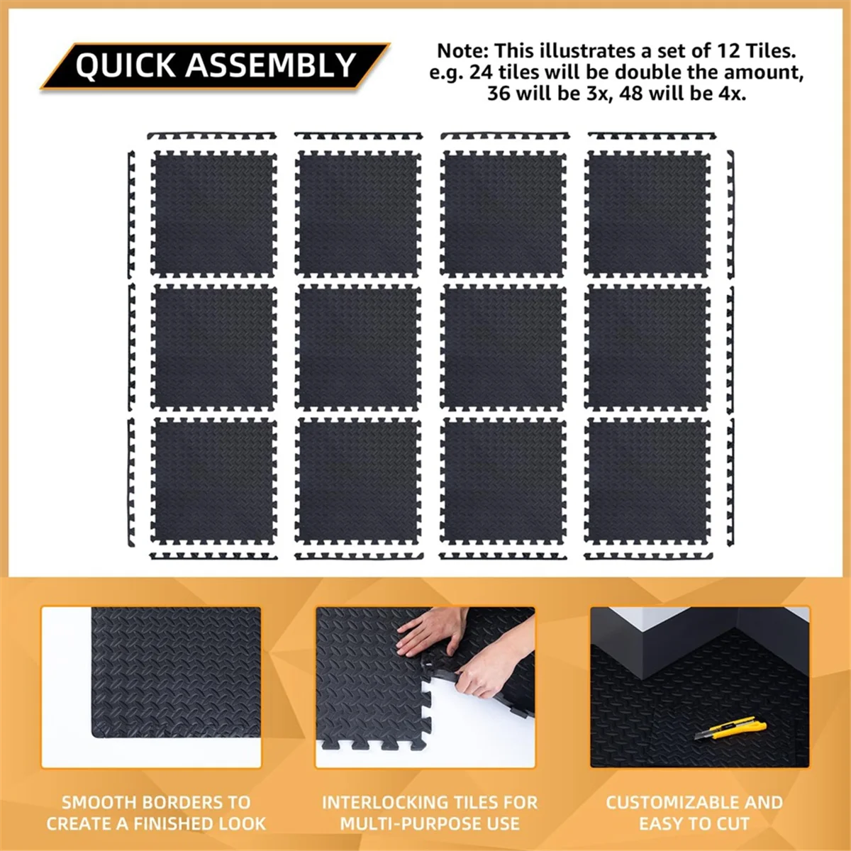 12 Pack Black Floor Exercise Mat L211