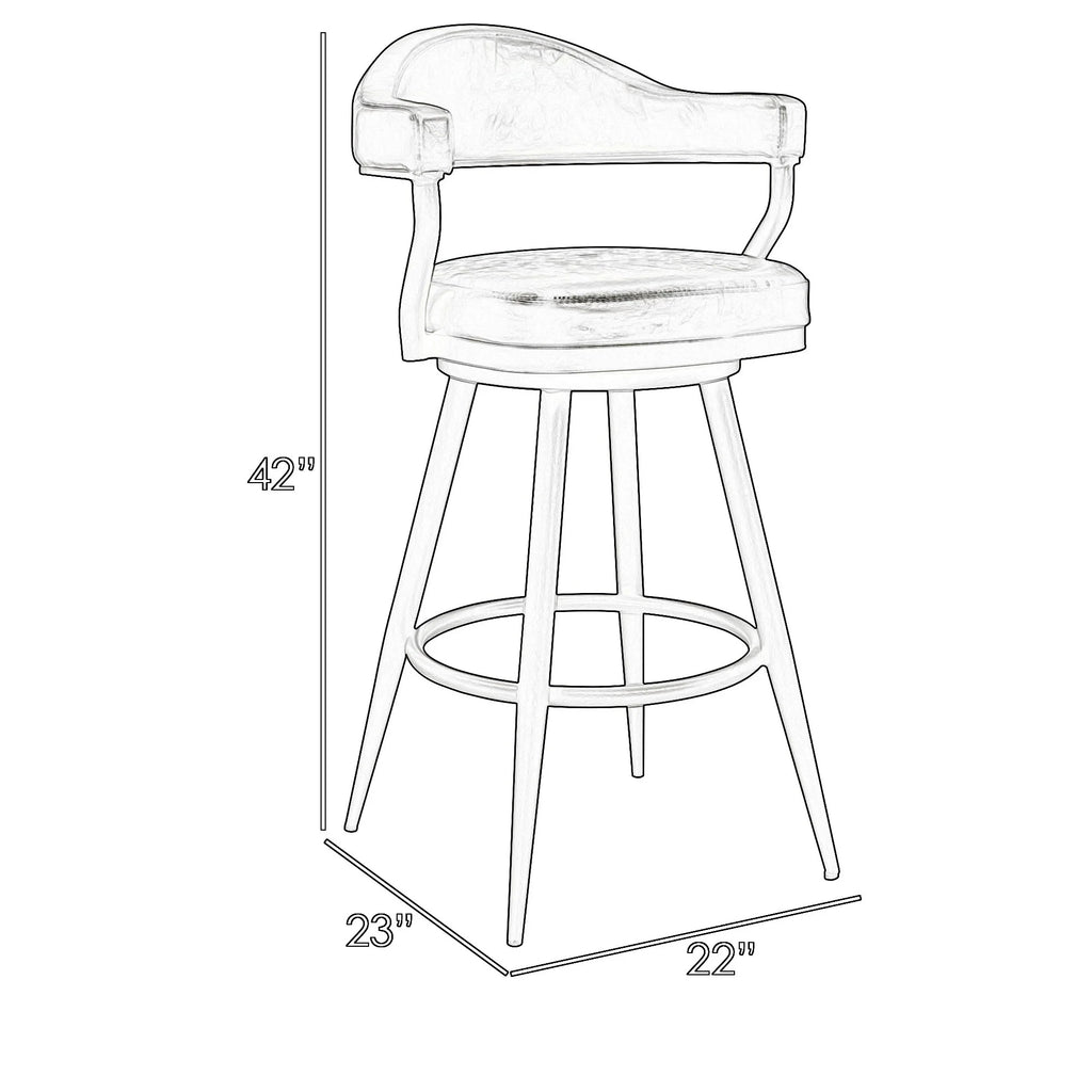Vintage Black Faux Leather Swivel Barstool Armchair H24684