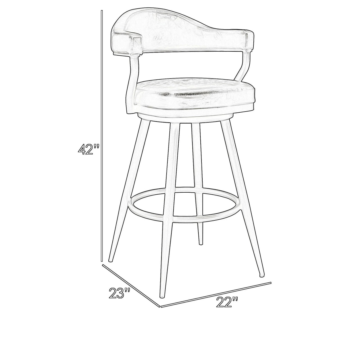 Vintage Black Faux Leather Swivel Barstool Armchair H24684