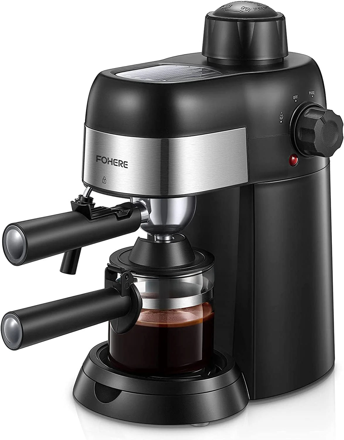 Black 3.5 Bar 4 Cup Steam Espresso Machine with Milk Frother X85730