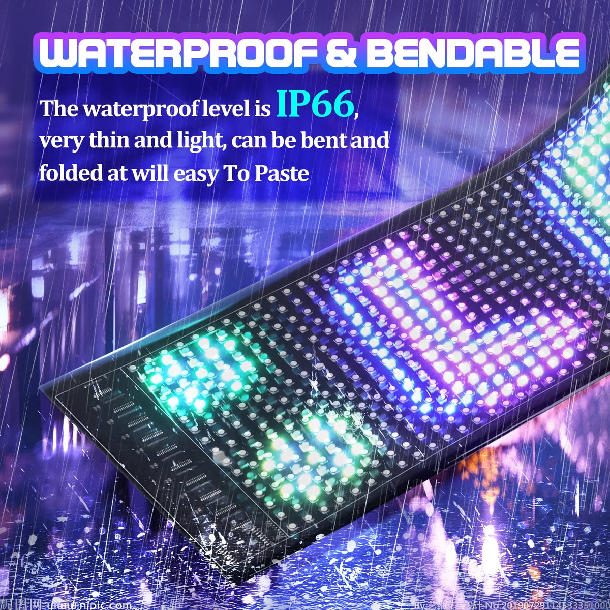 LED Car Sign Scrolling Flexible RGB Bluetooth Programmable 23''x5'' K861