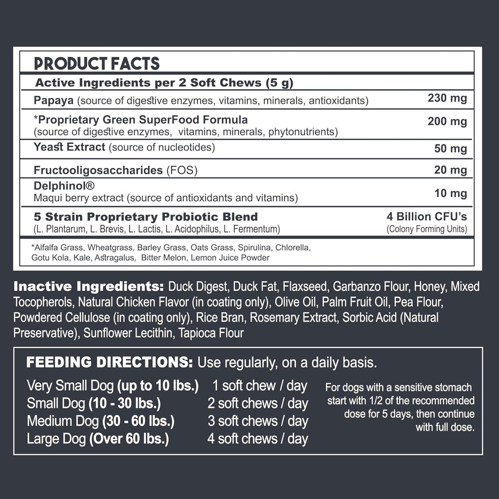 Probiotics for Dogs with Natural Digestive Enzymes, 4 Bill CFUs/2 Soft Chews, 60 Count J97259