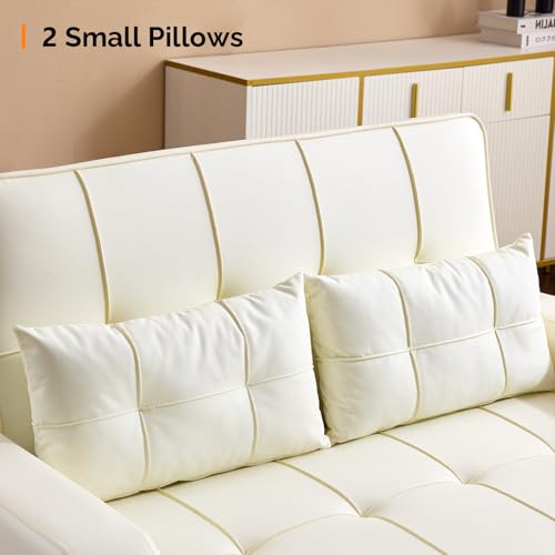 Light Green Faux Leather Convertible Futon Sofa Bed with USB Ports W711193