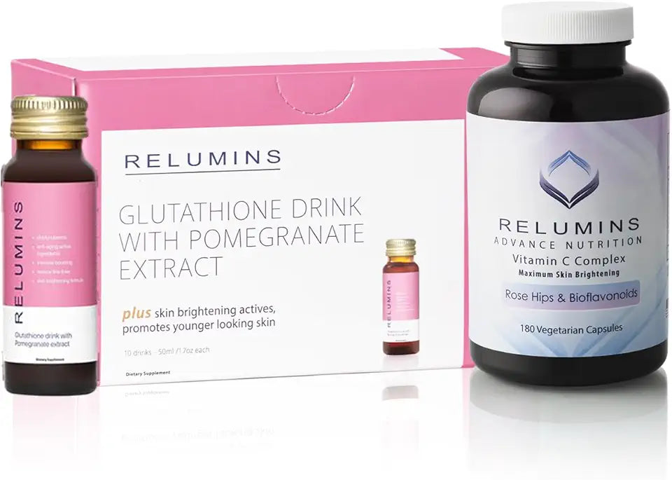 Glutathione Drink & Vitamin C Bundle Pomegranate 50mL x 10 Bottles + Vitamin C 180 Veg Caps R659