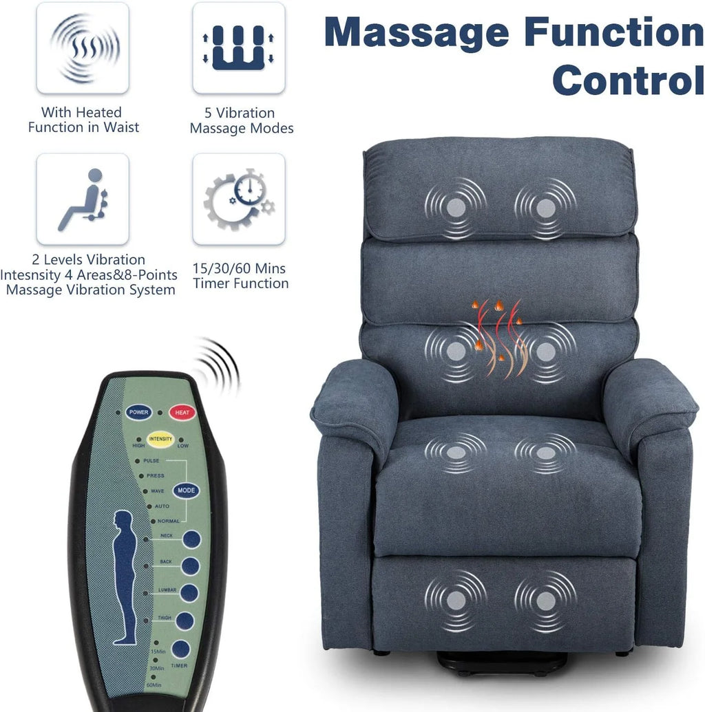 Blue Dual Motor Power Lift Recliner Chair W4408