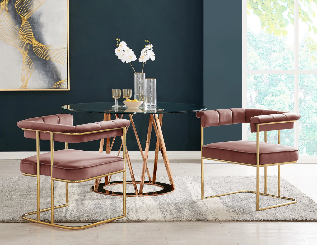 Velvet Dining Side Chair with Gold Plated Metal Base W76595