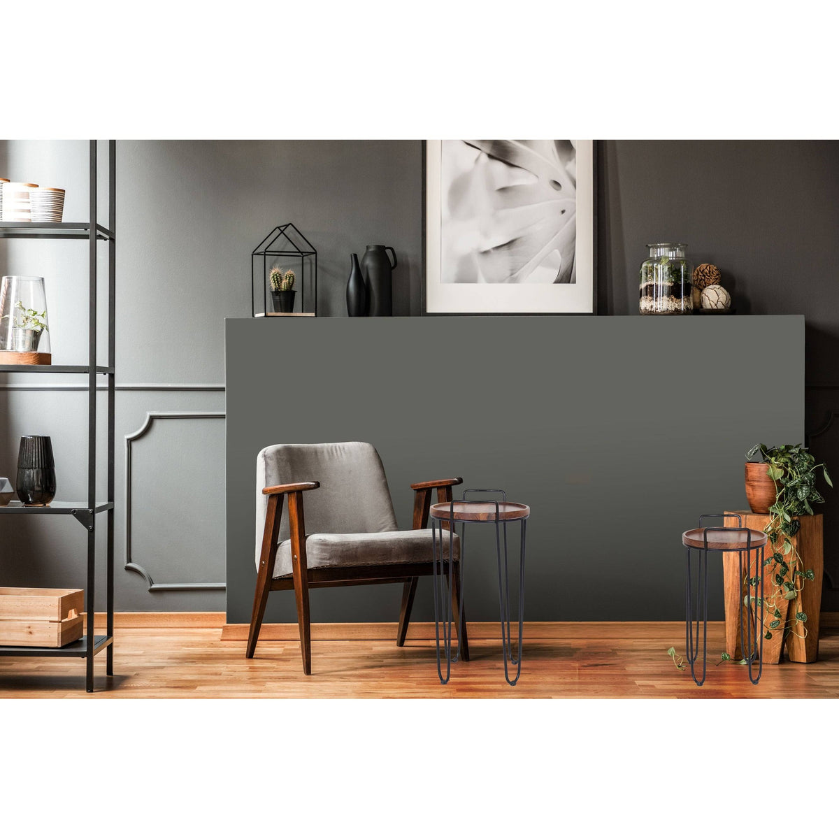 Iron & Acacia Nesting Tray Tables with Handles Set of 2 F463