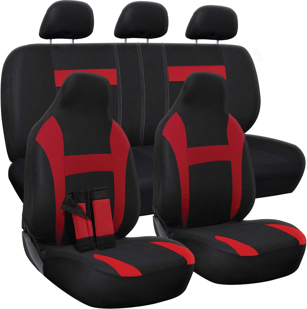 PU Leather Solid Beige Car Seat Cover, 10 pc Full Set Pack of 2 J17956