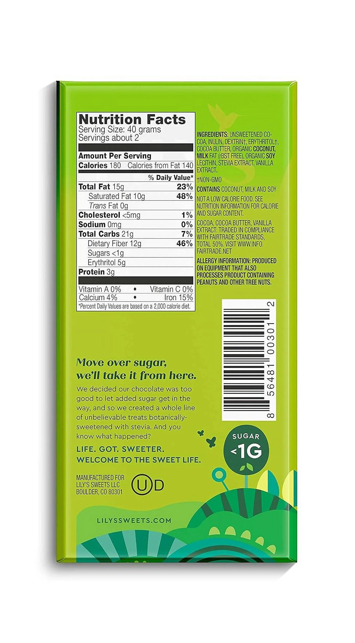 55% Dark Chocolate Bar Sampler, Stevia Sweetened, No Added Sugar, 3 Ounce, 4-Pack U2549