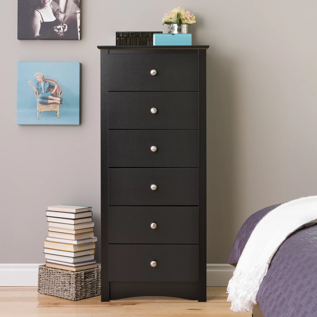 Black 6 Drawer Wooden Dresser U797854