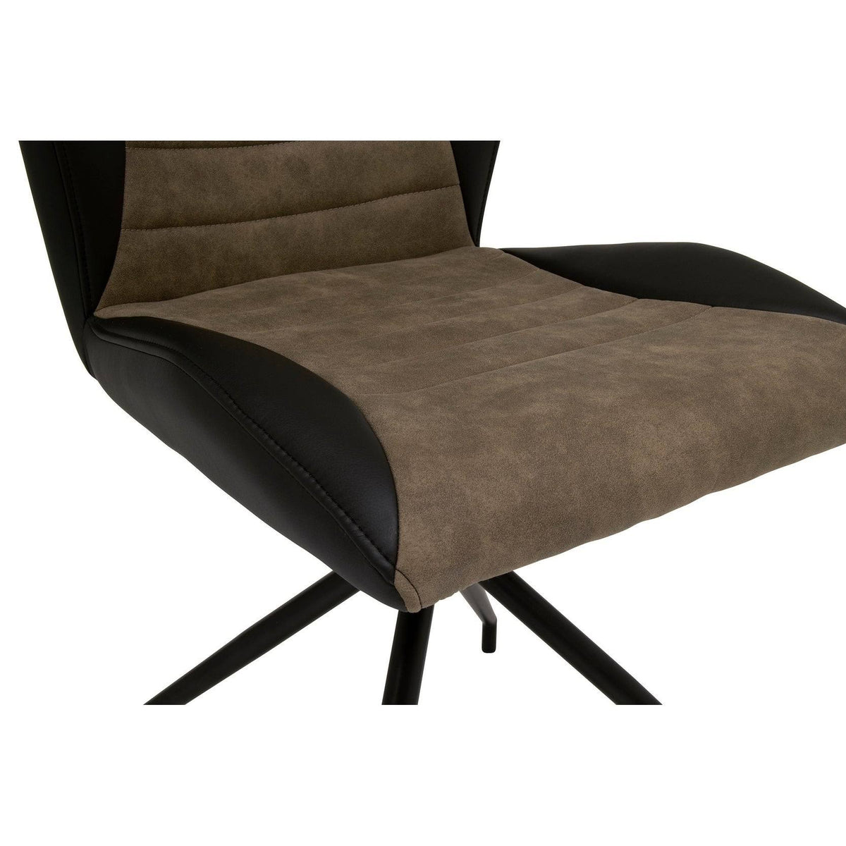 Black Brown Swivel Accent Chair with Metal Base J384
