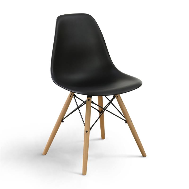 Black Plastic Dining Side Chair Set of 2 P924