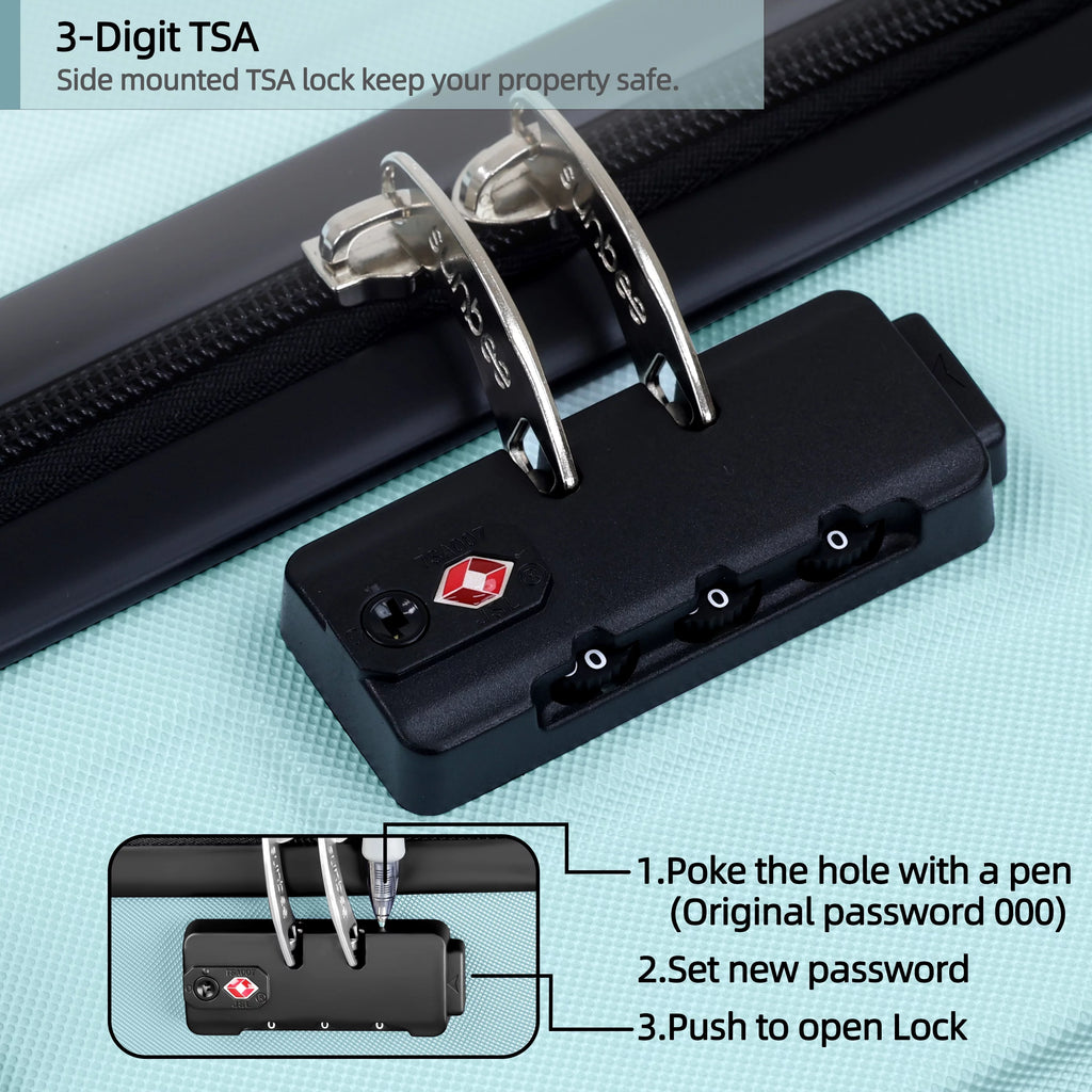 3 Piece Hard Shell Luggage Set with TSA Lock M25239