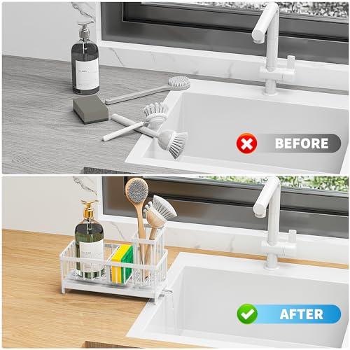Gold Stainless Steel Sponge Holder with Brush Holder B9065