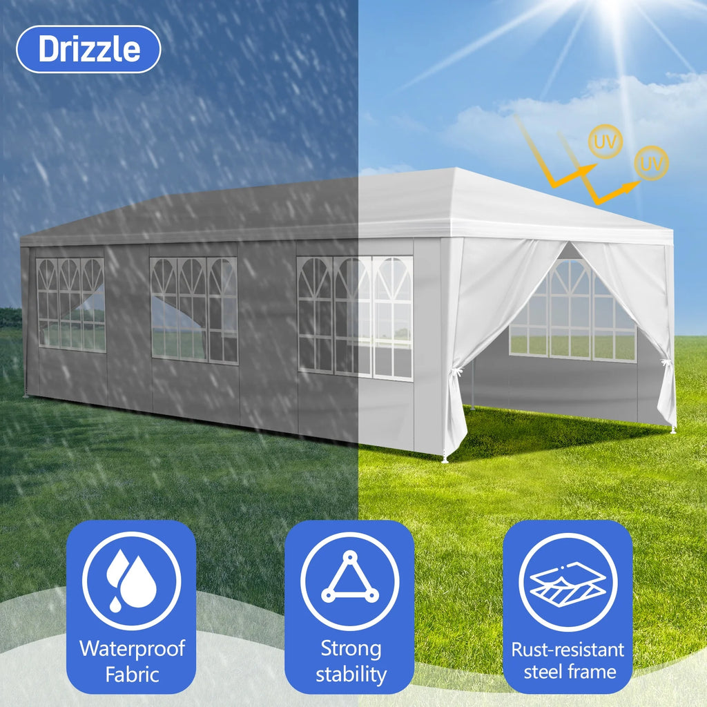 10'x30' Canopy Tent with Removable 5 Sidewall White B47466