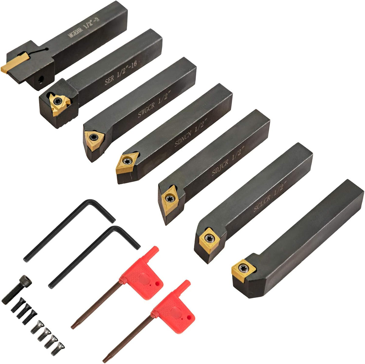 7 Pcs Carbide Lathe Turning Tool Set with Portable Case T449061