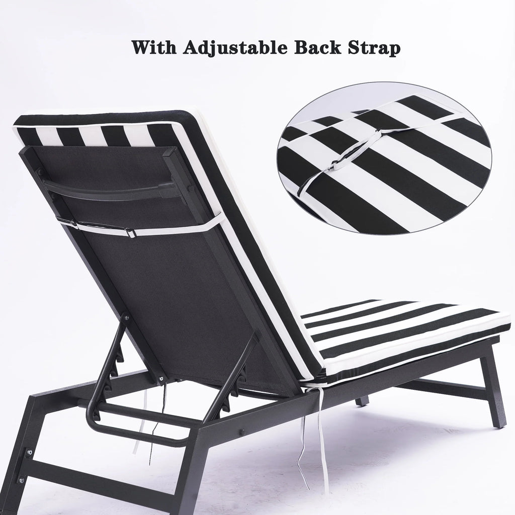 Black/White Stripe Outdoor Lounge Chair Cushion G9697