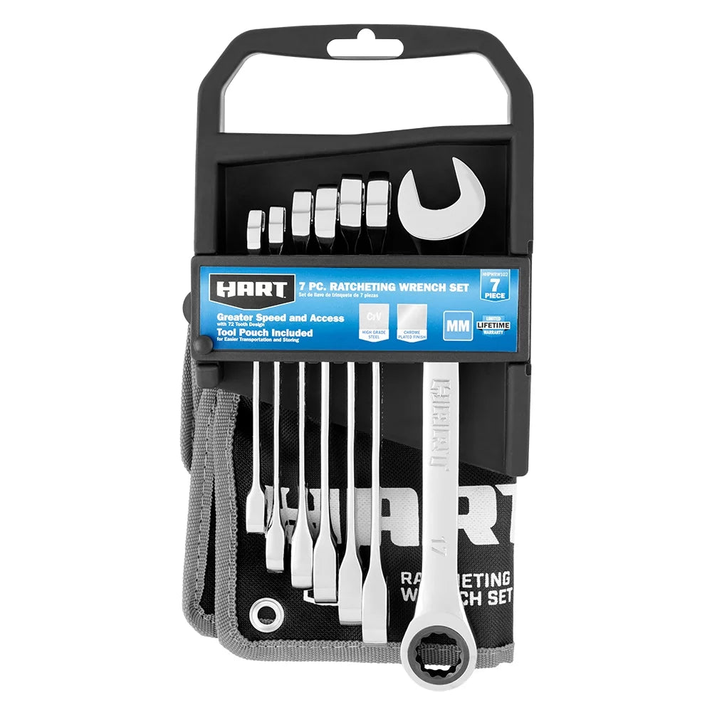 7-Piece Ratcheting Wrench Set with Tool Pouch I876375