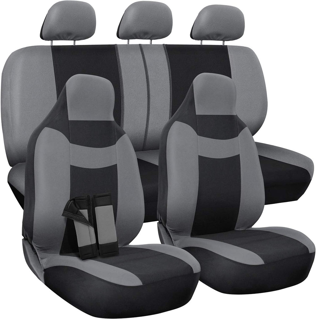 PU Leather Solid Beige Car Seat Cover, 10 pc Full Set Pack of 2 J17956