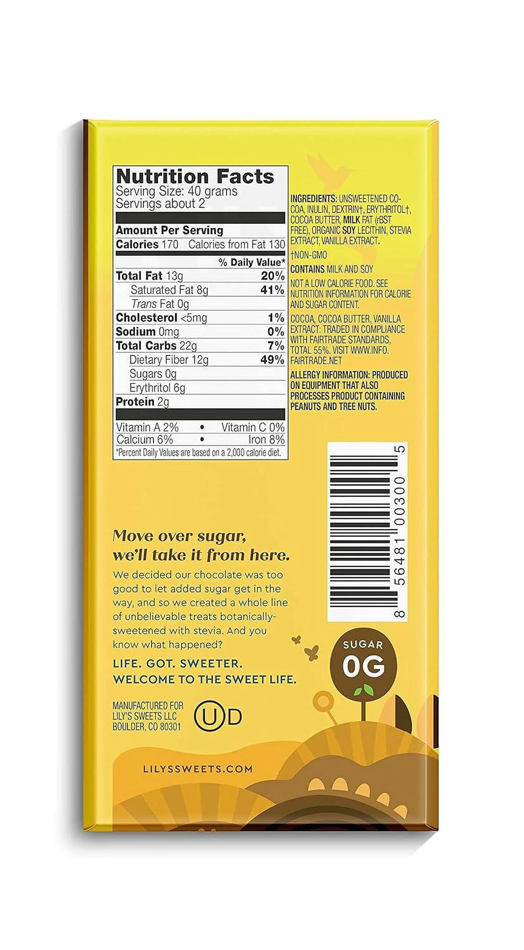 55% Dark Chocolate Bar Sampler, Stevia Sweetened, No Added Sugar, 3 Ounce, 4-Pack U2549