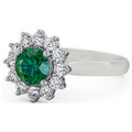 14K White Gold Floral Halo Round Cut Diamond Engagement Ring W831