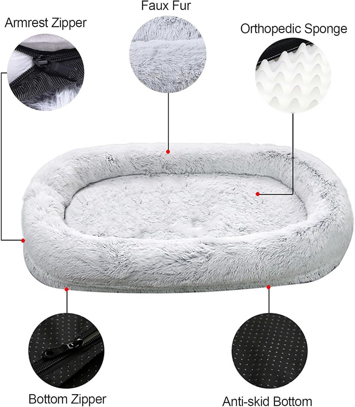 Gray Detachable Washable Giant Dog Bed S40982
