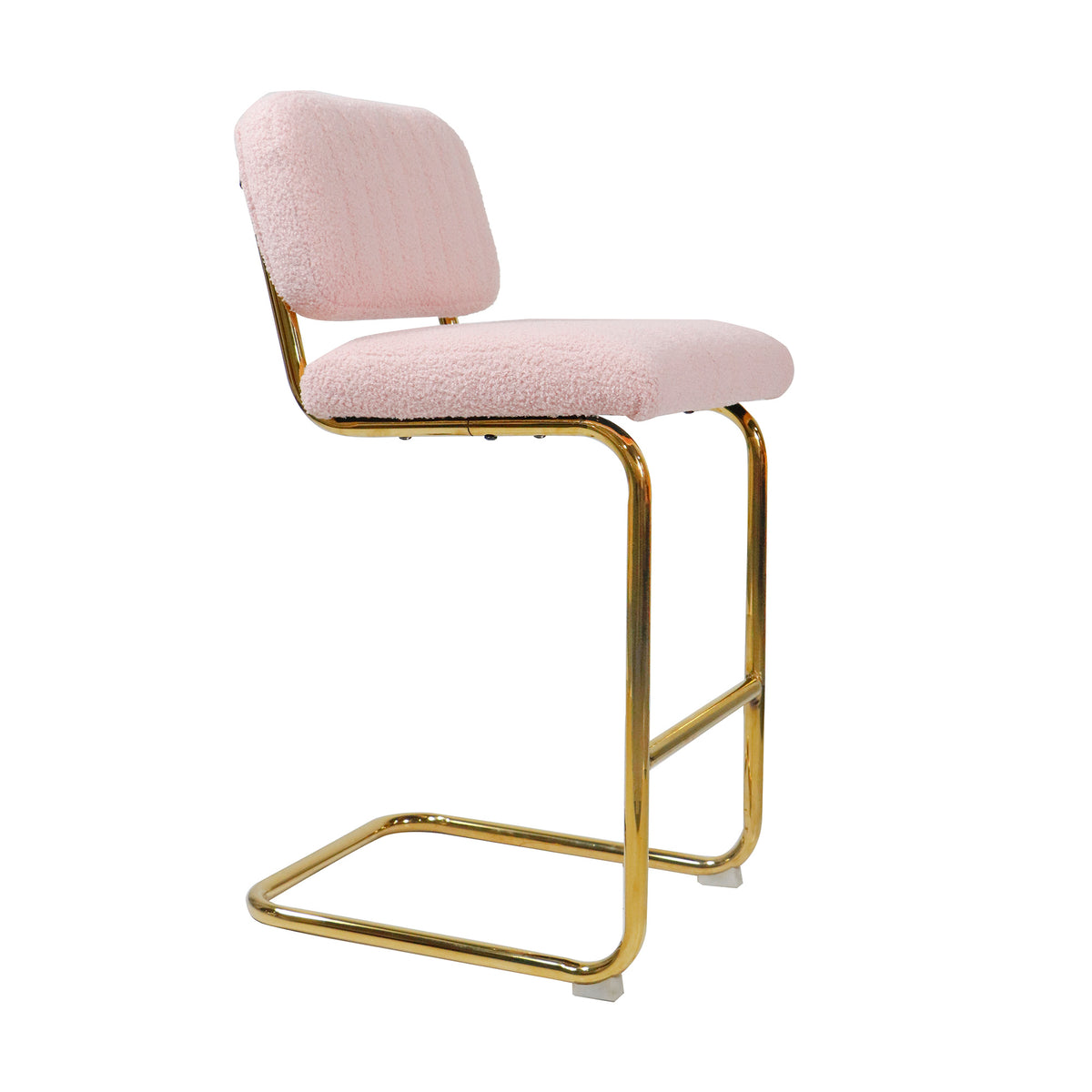 Pink Boucle Fabric Counter Height Bar Stools Set of 2 H333