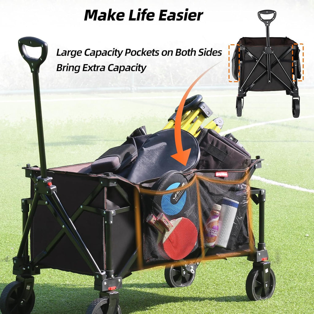 Black Collapsible Folding Utility Wagon Cart L33965
