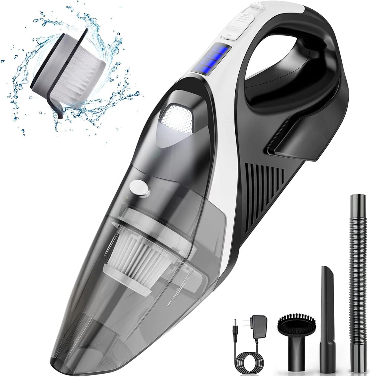 Cordless Handheld Vacuum with LED Light, Filter, Attachments, Pack of 2 I320622