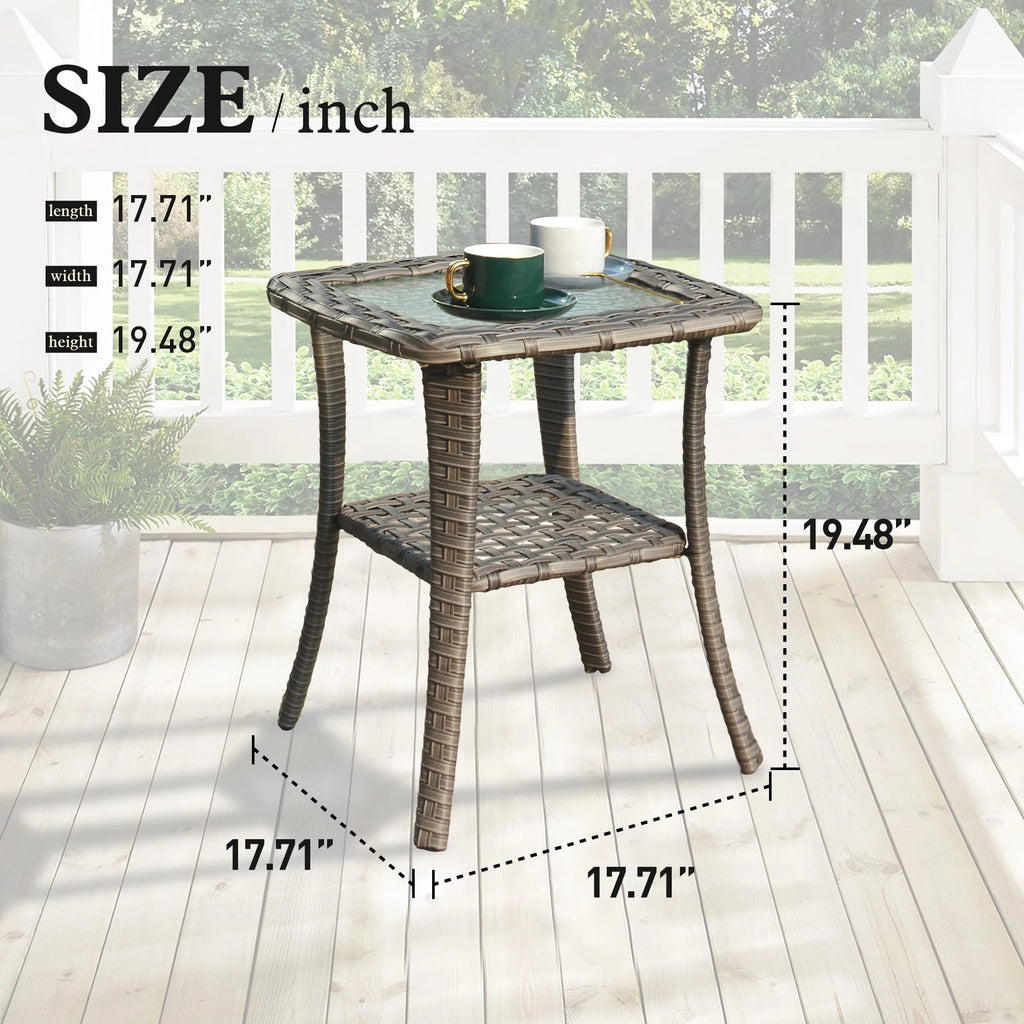 Outdoor Wicker Coffee Table with Glass Top N8988
