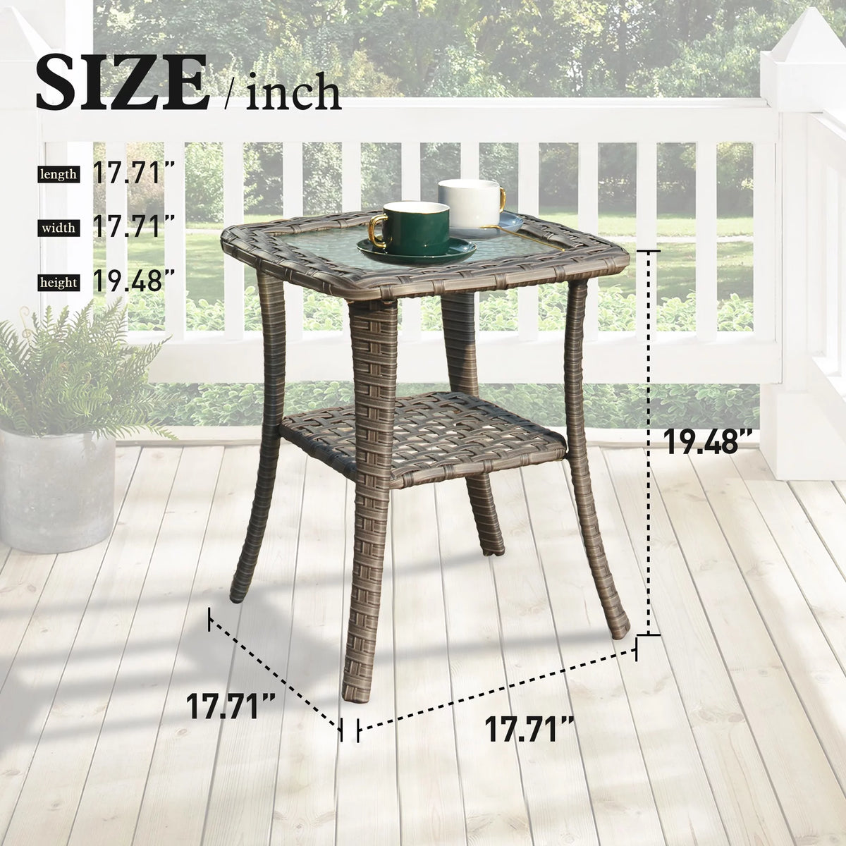 Outdoor Wicker Coffee Table with Glass Top N8988