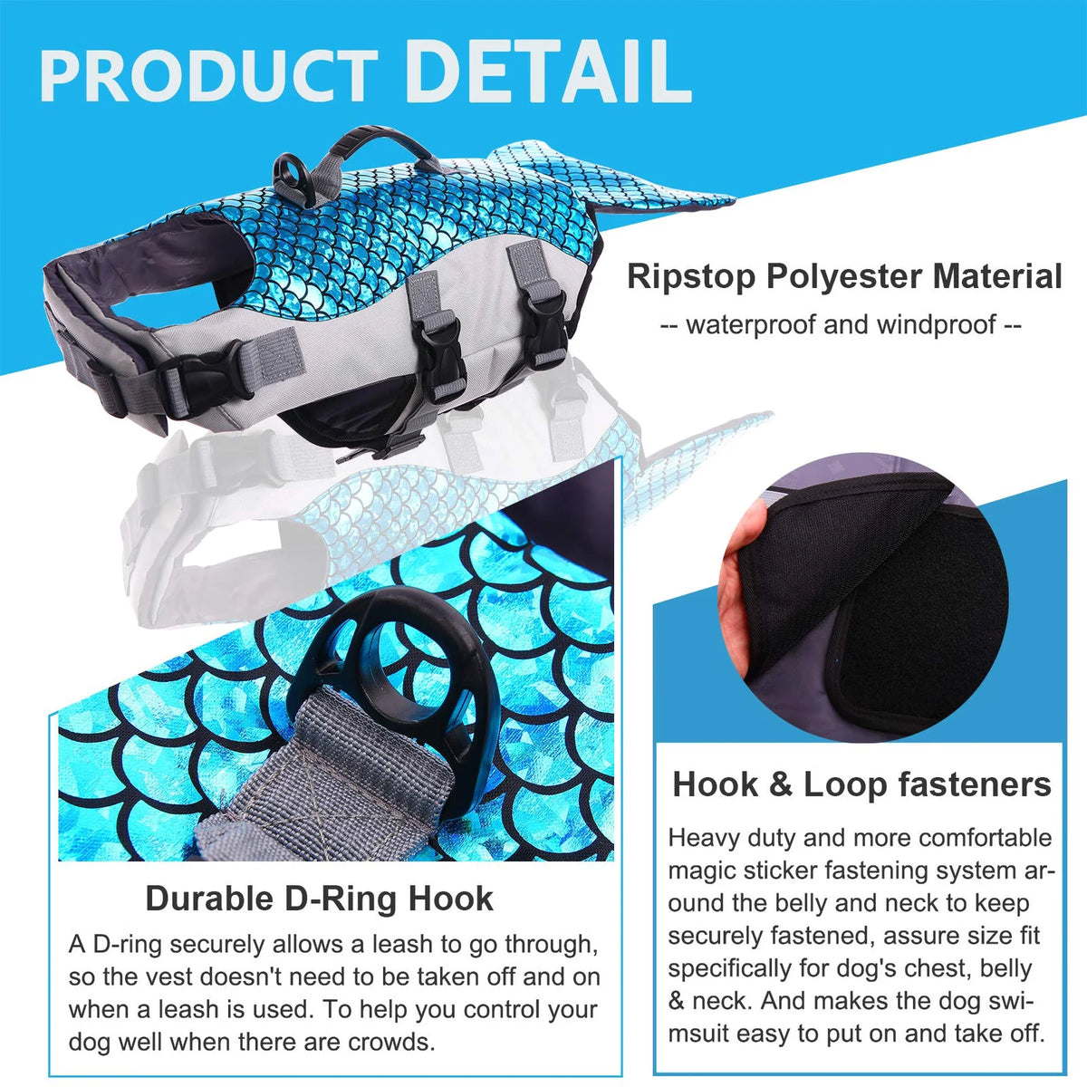 Reflective Adjustable Dog Life Jacket with Rescue Handle F58221