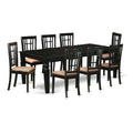 9 Pc Black Dining Room Set with Dining Table and 8 Linen Dining Chairs Z21123