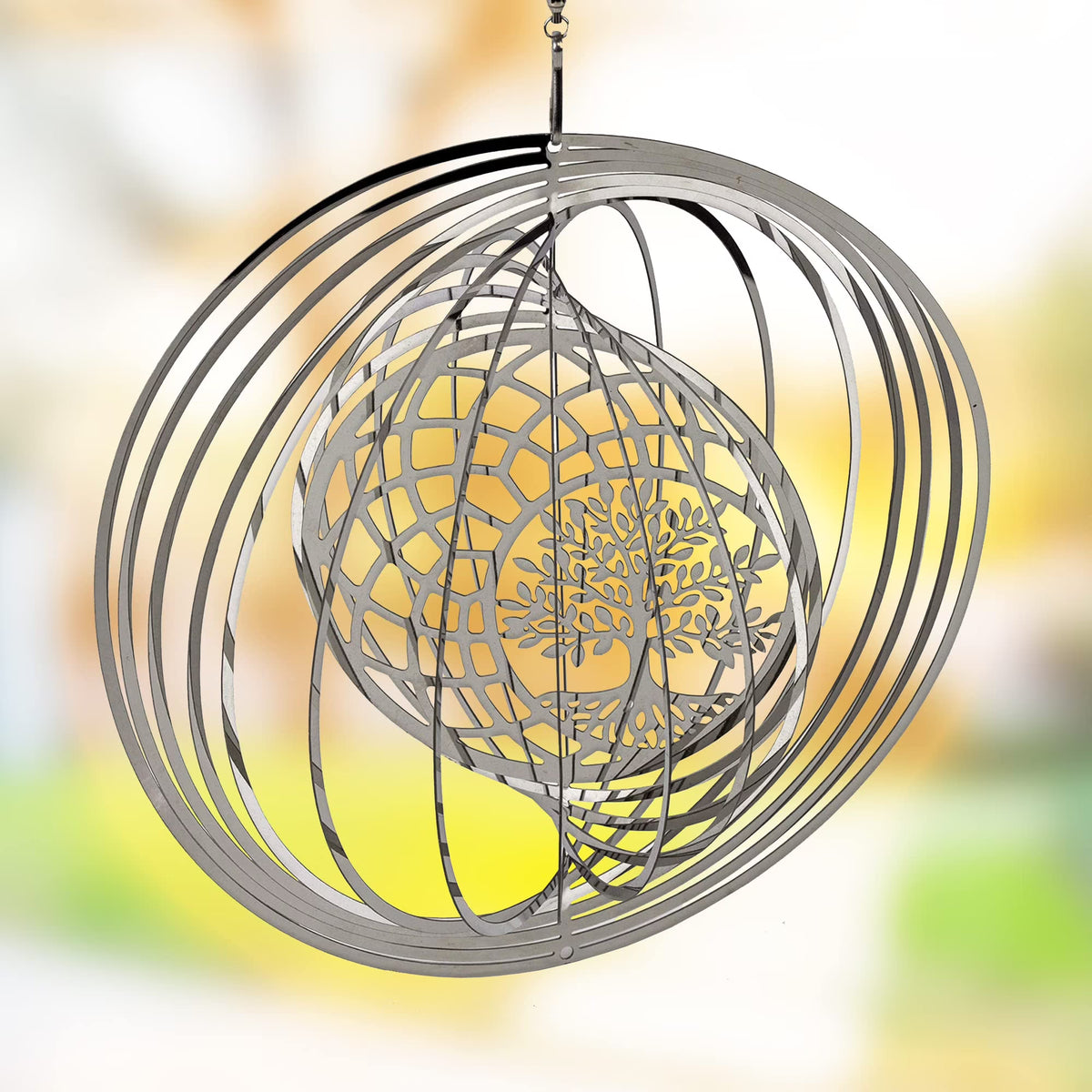 Tree of Life Dreamcatcher Kinetic Wind Spinner Outdoor Metal Hanging Spinners Large 3D Garden Art Wind Sculpture H66588