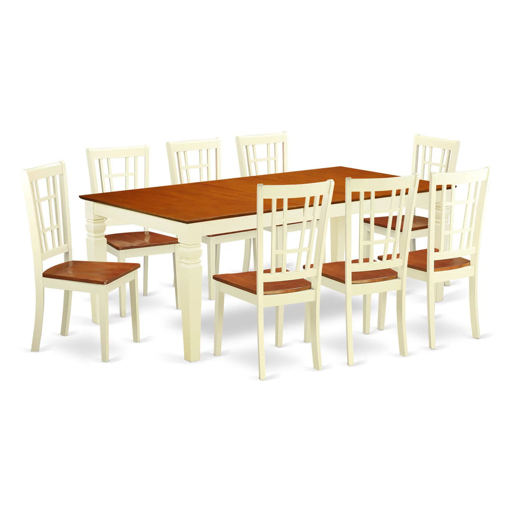 9 Pc Black Dining Room Set with Dining Table and 8 Linen Dining Chairs Z21123