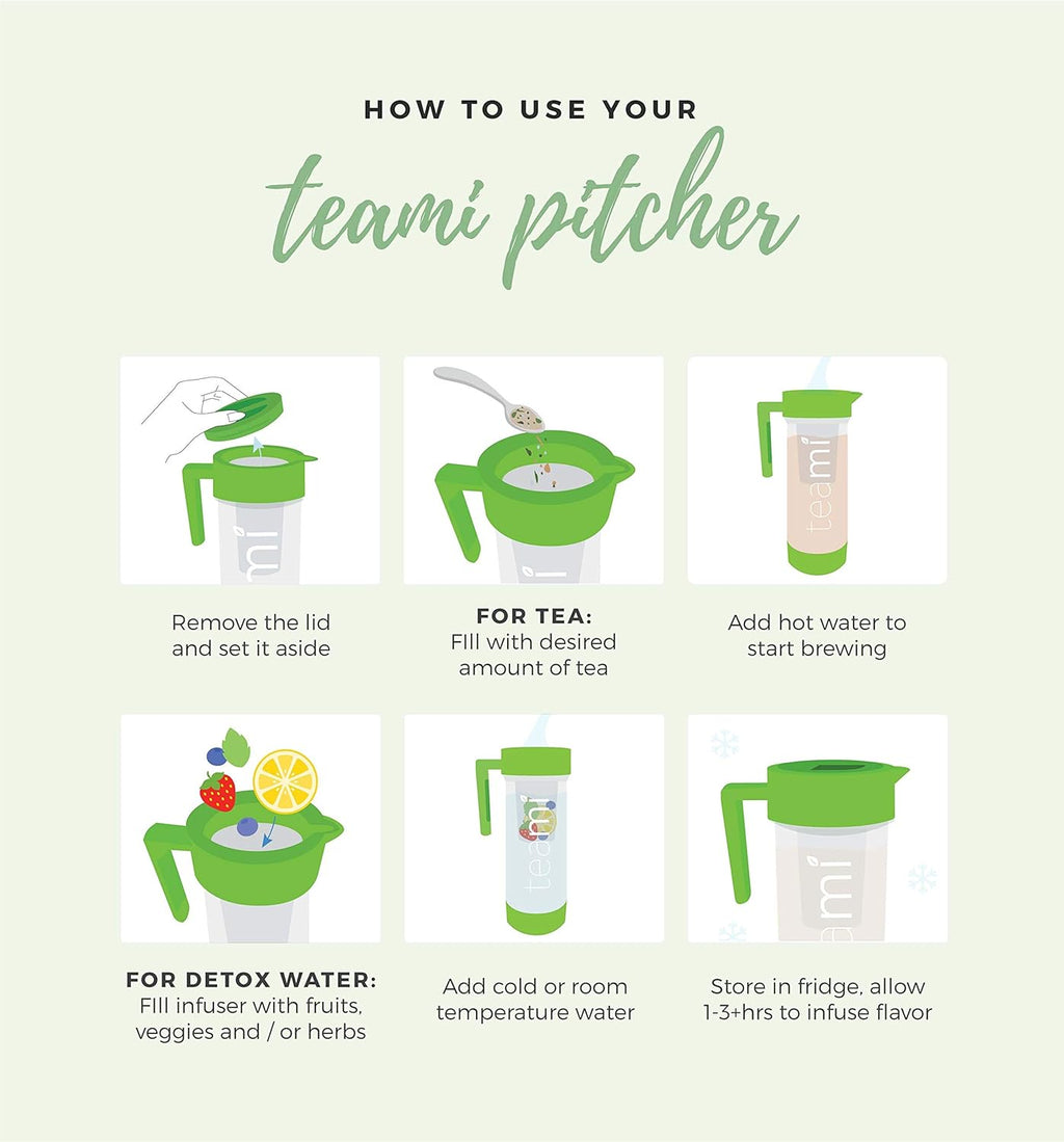 Green 60 Ounces Tea Pitcher With Lid I576