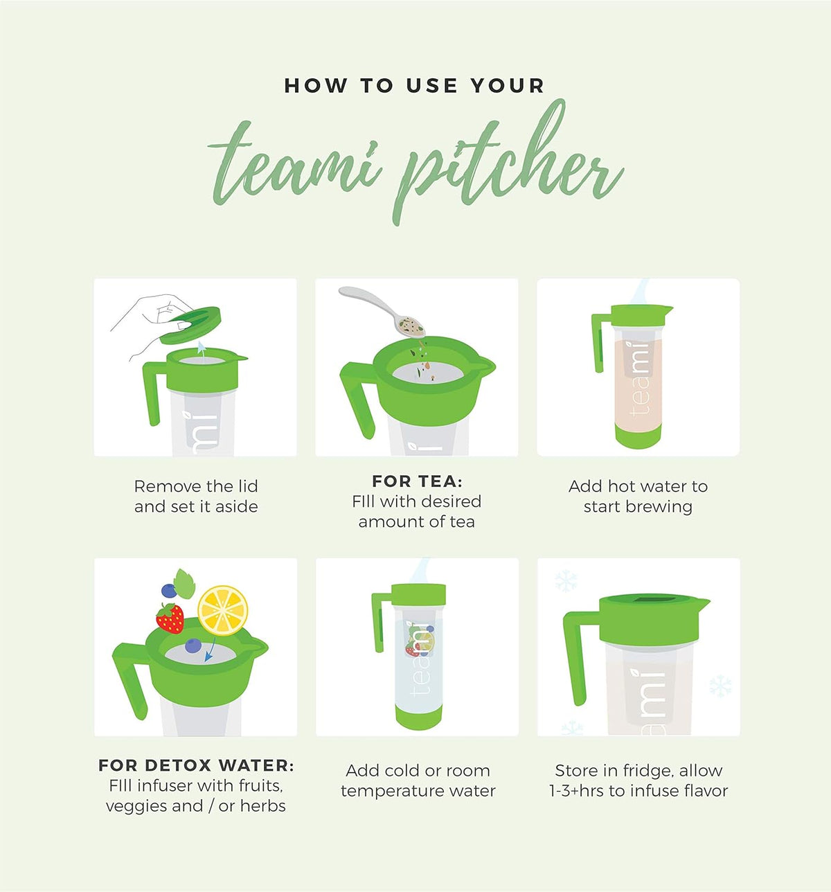 Green 60 Ounces Tea Pitcher With Lid I576