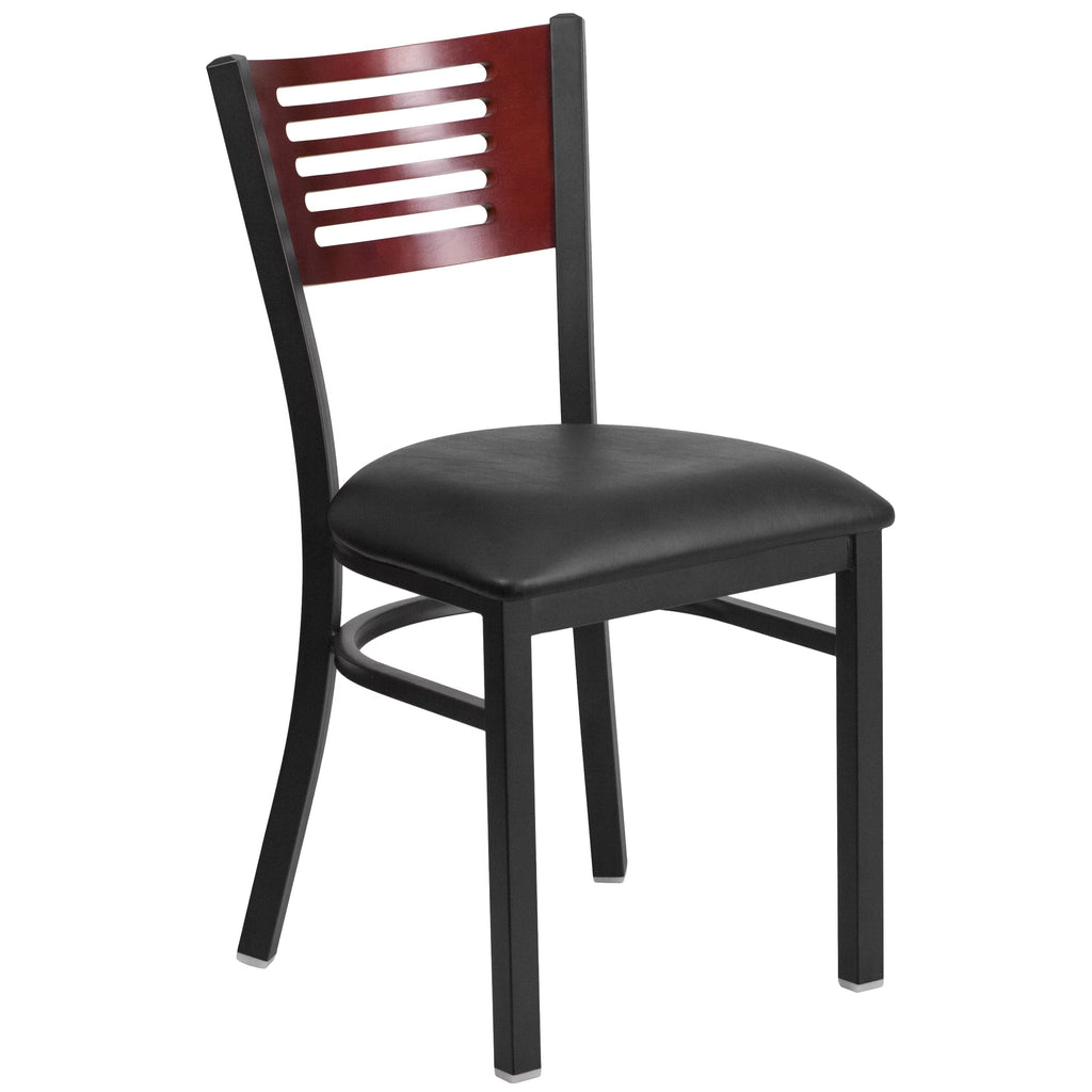 Black Slat Back Metal Restaurant Chair W932