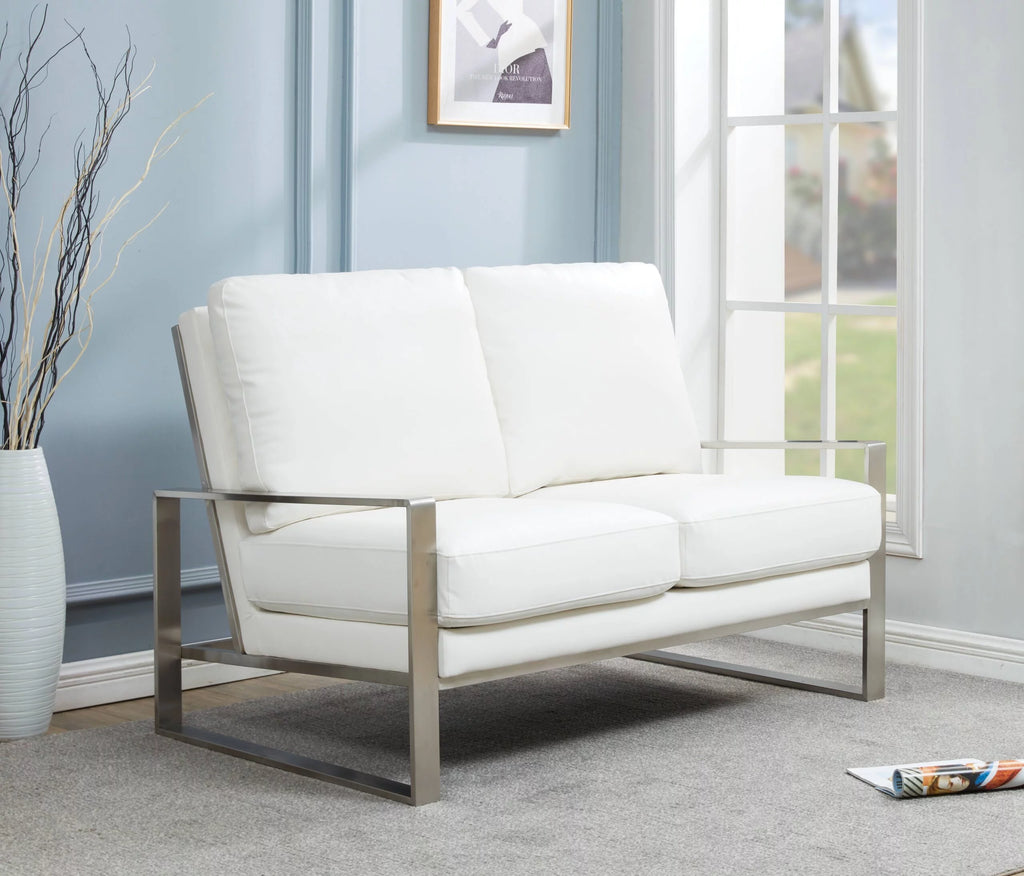 White Leather Loveseat J373