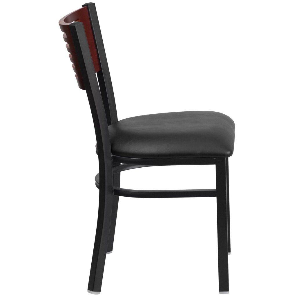 Black Slat Back Metal Restaurant Chair W932