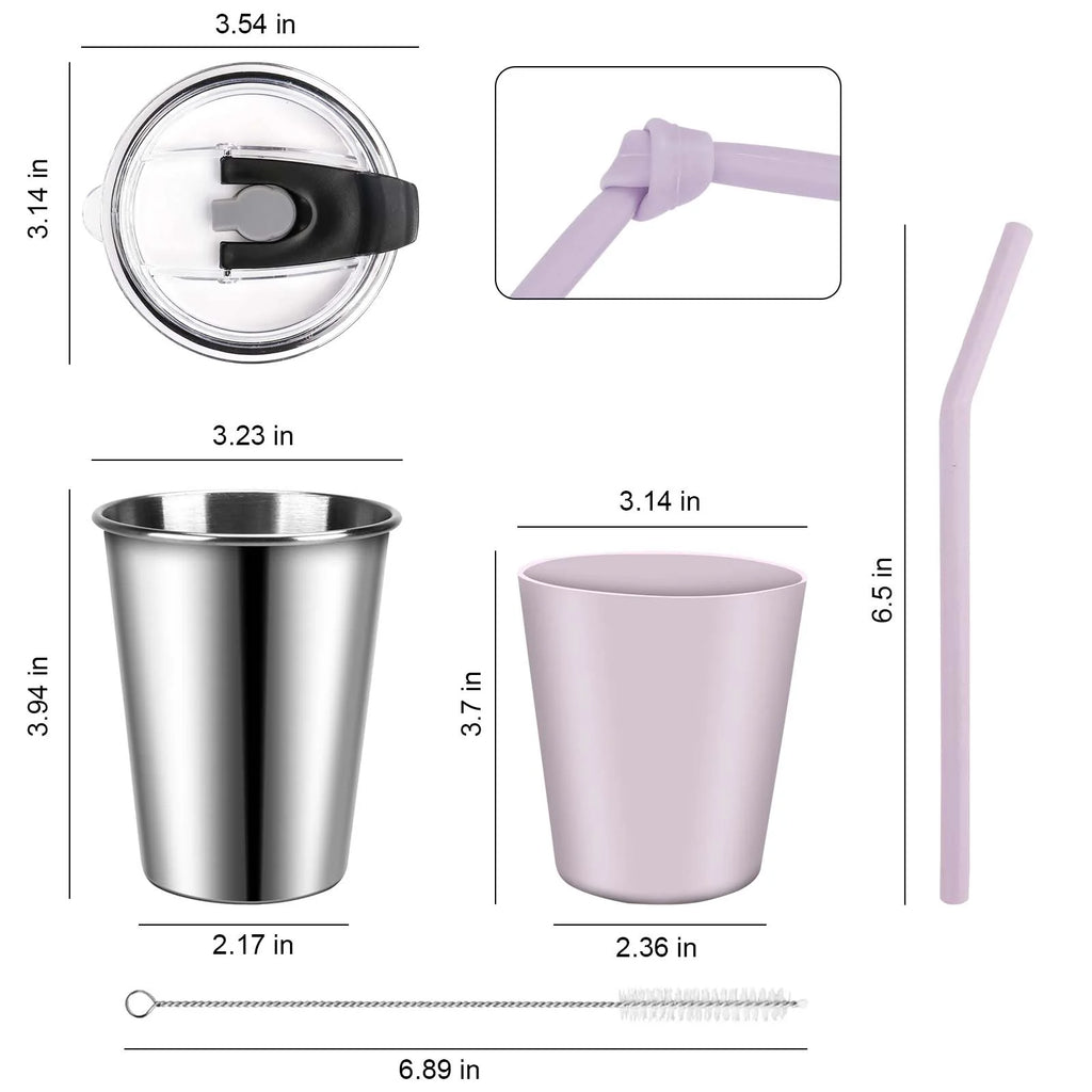 12oz 6Pcs Toddler Cups with Straws, Lids and Silicone Sleeves U4138