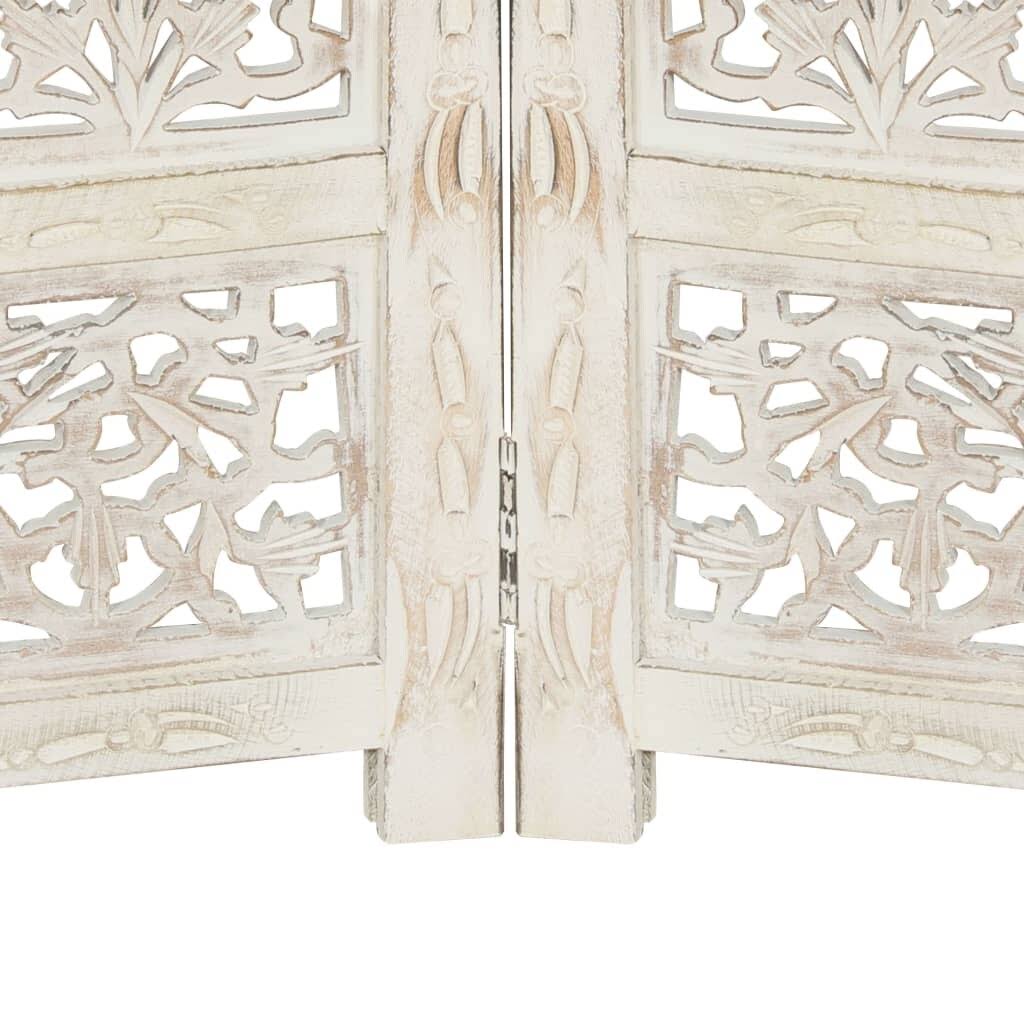 White 4-Panel Solid Mango Wood Room Divider H191