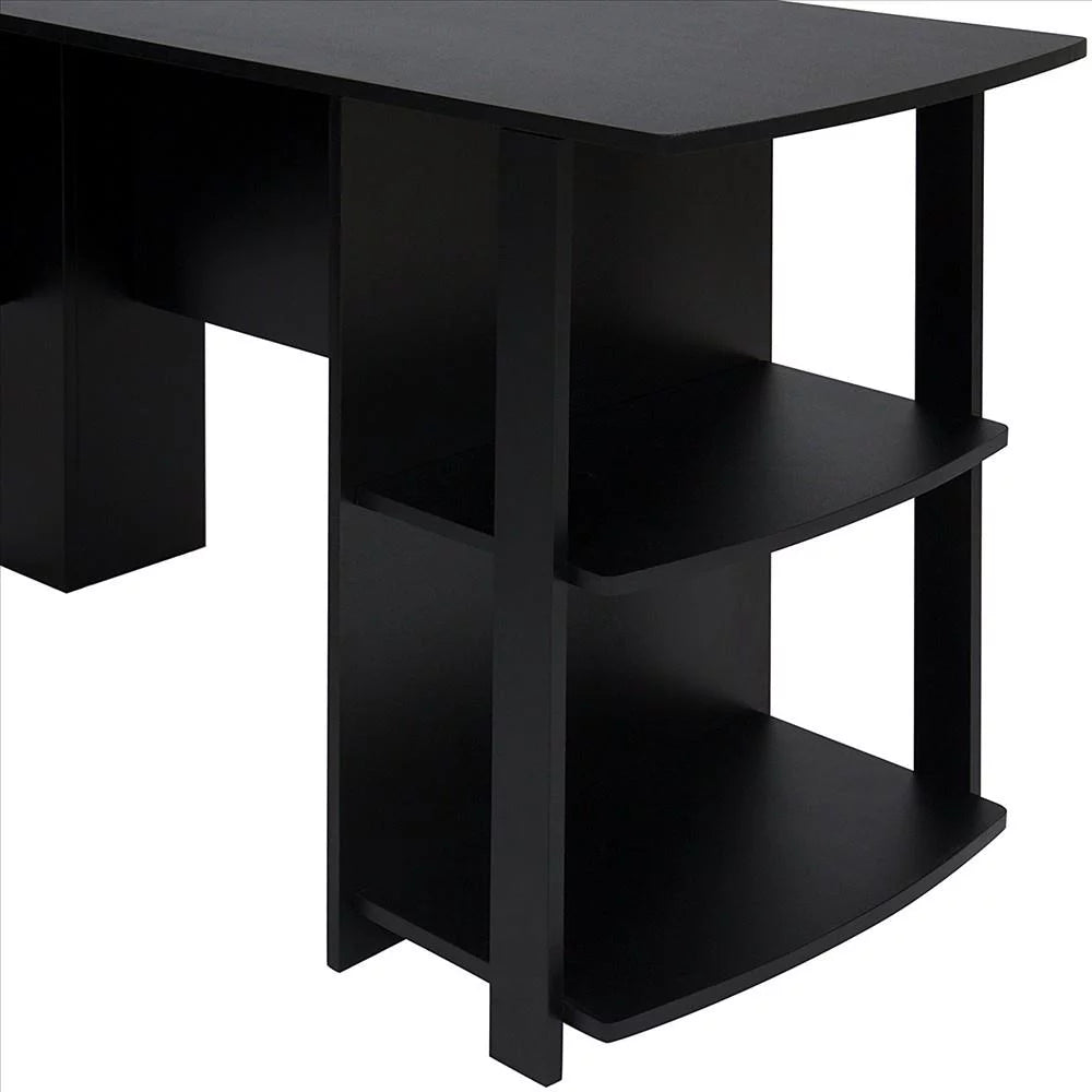 L-Shaped Corner Computer Desk with Bookshelves A671