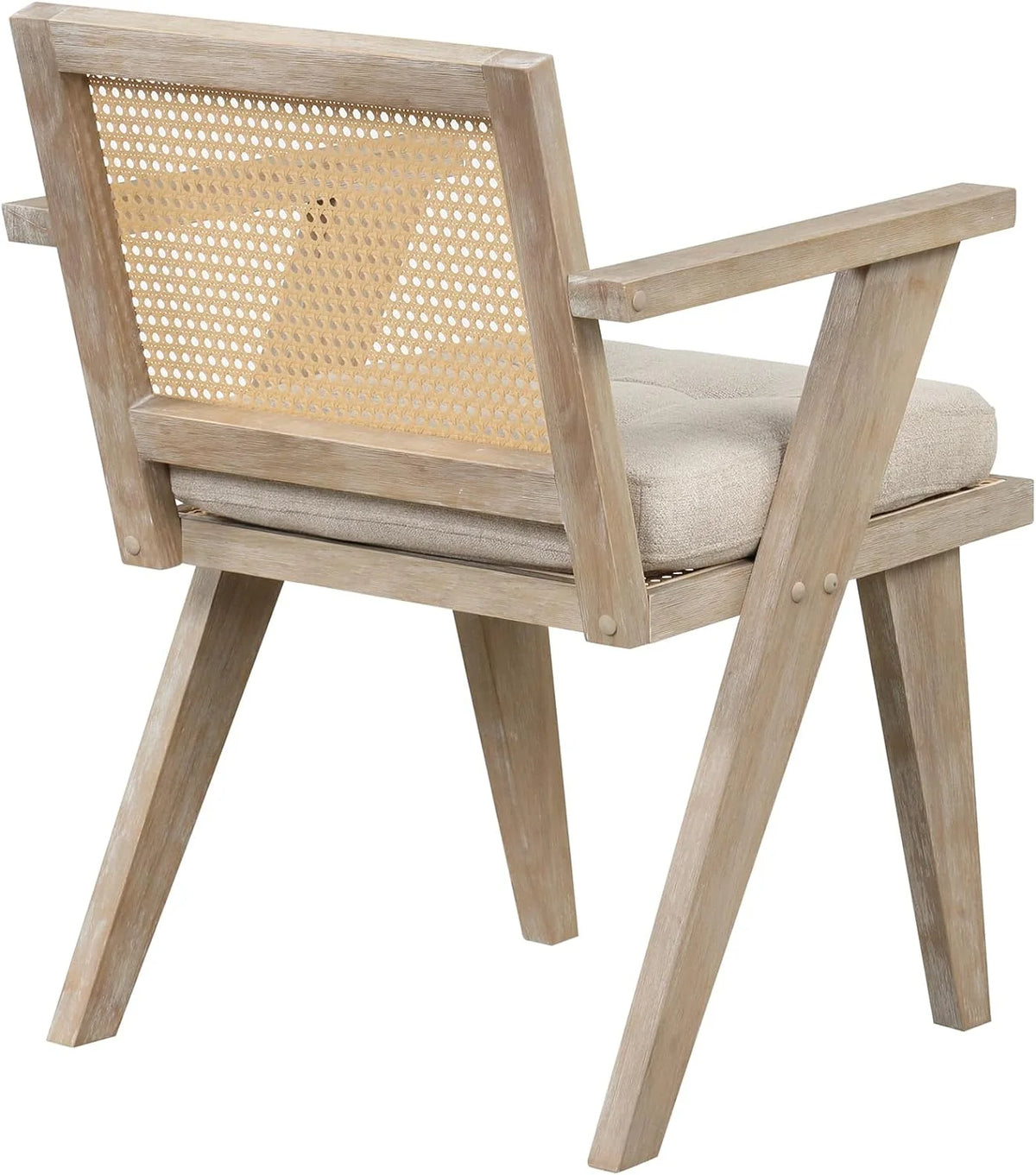 Mid Century Modern Accent Chair with Rattan Backrest and Padded Seat C40143