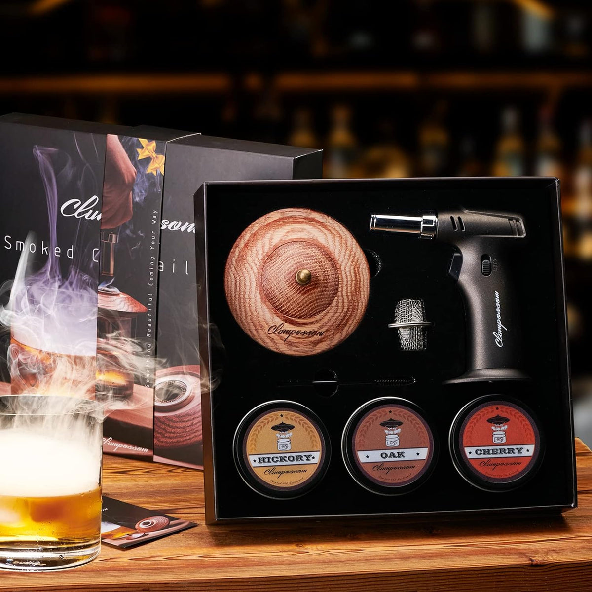 Whiskey Smoker Cocktail Smoker Kit with Torch, Three Kinds of Wood Chips O99321