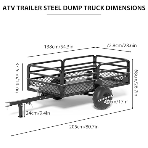 Heavy Duty Steel Dump Cart Utility Trailer with Removable Sides S627